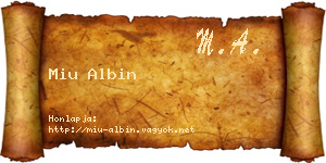 Miu Albin névjegykártya